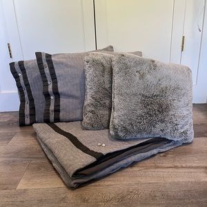 MICHAEL KORS 5 Piece Bed Set. Gray Herringbone. Queen, Standard Pillows